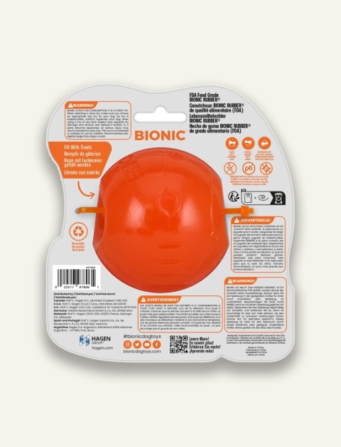 BIONIC piłka dla psa L 8,2 cm - tył opakowania wytrzymałego gryzaka i zabawki do aportowania