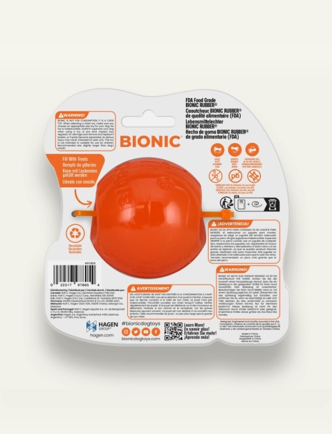 BIONIC Piłka dla psa M 6,7 cm - wytrzymała, kolorowa piłka do gryzienia i aportowania dla psów-tył opakowania