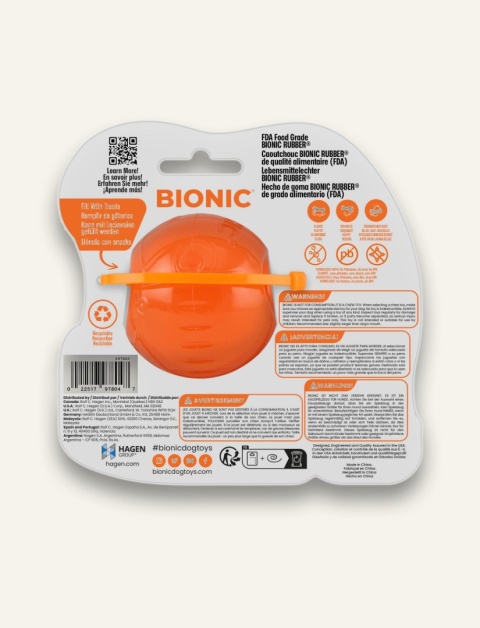BIONIC Piłka dla psa S 5,8 cm – wytrzymała gumowa zabawka do gryzienia i aportowania ,tył opakowania