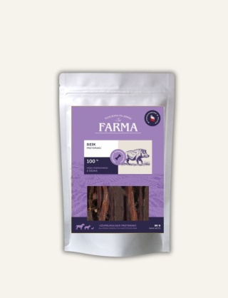 DZIK - Paski z dzika dla psa 80 g FARMA