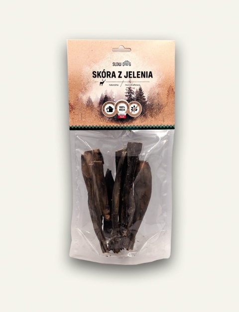 JELEŃ -Suszona skóra z jelenia 100% - naturalny, monobiałkowy przysmak dla psa wspierający zdrowie jamy ustnej