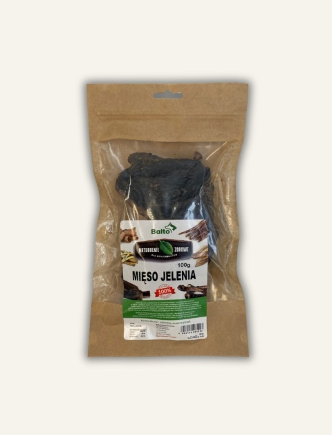 Mięso jelenia w kawałkach -naturalna przekąska 100 g