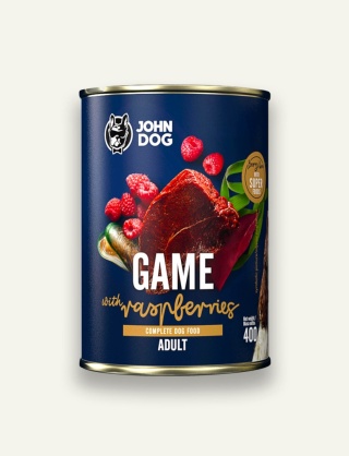 John Dog Berry Line Dziczyzna z malinami - karma mokra dla psa 400 g