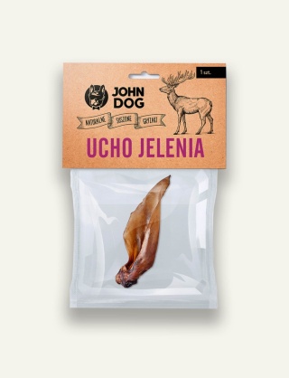 JELEŃ - John Dog Naturalny suszony gryzak dla psa - Ucho jelenia