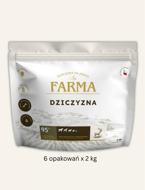 Karma sucha -tłoczona na zimno -dziczyzna -Farma -12 kg