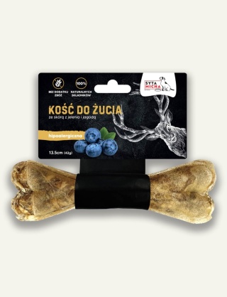JELEŃ - Kość do żucia dla psa Jeleń z jagodami 13,5 cm -Syta Micha - hipoalergiczna formuła
