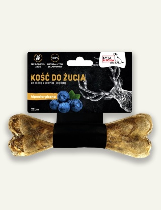 JELEŃ - Kość do żucia dla psa Syta Micha jeleń z jagodami 22 cm MAXXI – hipoalergiczna