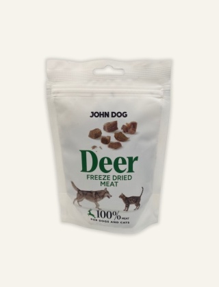 Liofilizowane mięso jelenia i sarny dla psa i kota 30 g - John Dog Freeze Dried