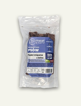 Paski mięsne z dzika 100 g - naturalne przysmaki dla psa