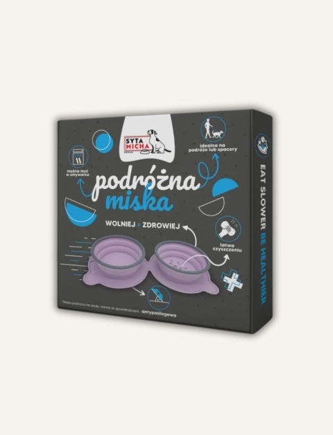 Składana miska podróżna dla psa 500 ml ze spowalniaczem jedzenia
