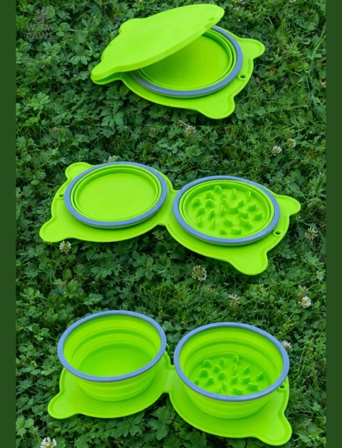 Składana miska podróżna dla psa 500 ml ze spowalniaczem jedzenia (zielona)