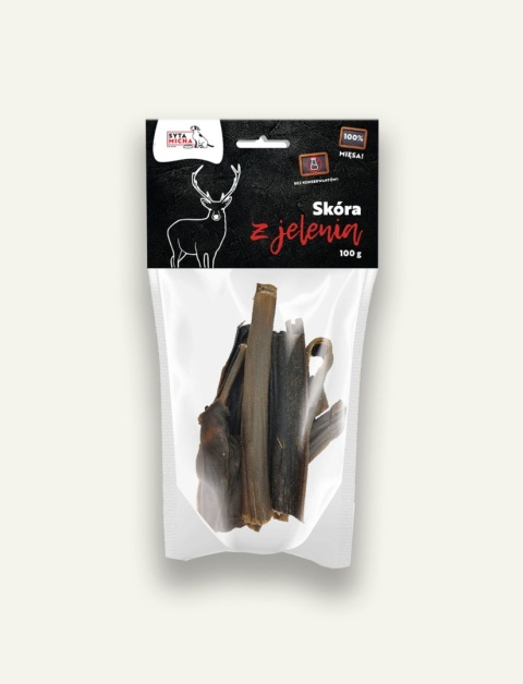JELEŃ - Suszona skóra z jelenia dla psa 100 g - Syta Micha