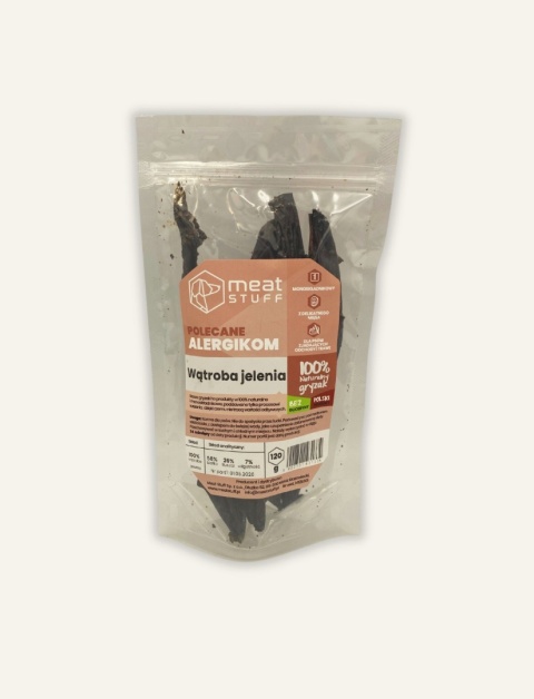 Wątroba jelenia dla psa 120 g - naturalny suszony przysmak z dziczyzny